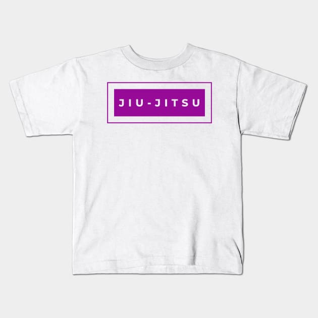 BJJ Jiu Jitsu Minimal Purple Kids T-Shirt by HootVault